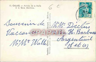 Le Maillé — Przyjazd do Portu Morskiego w Calais — Fauchois, Wydawca — Rewers