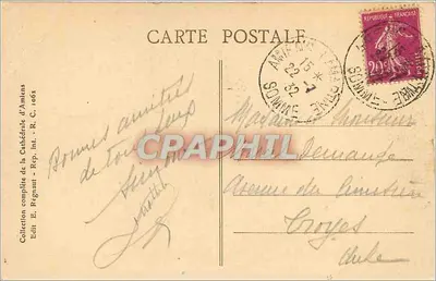 Cattedrale di AMIENS, vista dal Campanile — Editore: E. Regnaut, n° 1063 — Verso