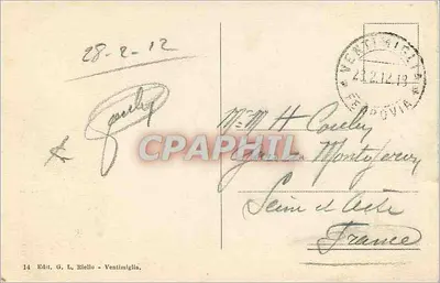 Ventimiglia - Most S. Louis (granica) — wydawca G. L. Riello, n°14 — Rewers