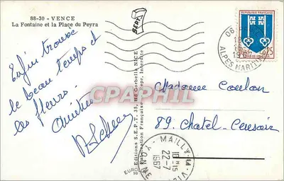 Fonte e Praça do Peyra — Vence — Edições S.E.P.T. 35 — Verso