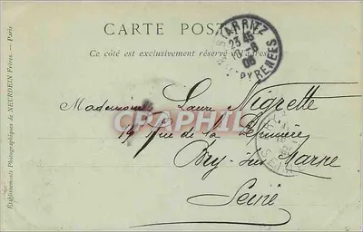 Blarritz — A Grande Praia e o Casino Municipal — Editor: Pyrénées Frères — Verso