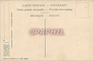 Bruxelles, Colonna del Congresso — editore H. Buggenheim & Co., Zurigo, n° 14213 — Verso