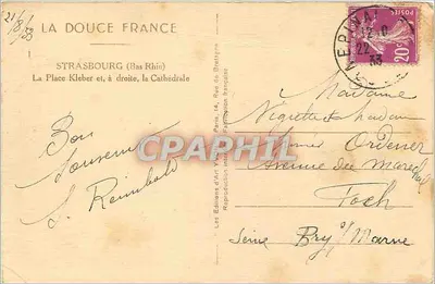 Estrasburgo — Praça Kleber com a catedral — Les Éditions d'Art Yvon, Paris — Verso