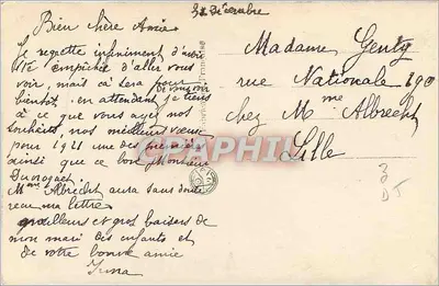 Flores de mimosa e violetas — paisagem invernal — editor N. HÖLTER, n° 3543 — Verso