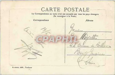 Toulouse - Igreja de São Sernin — Cazeau, editor, n° 69 — Verso