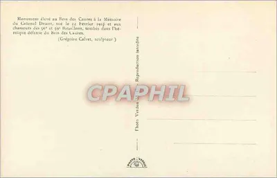 Monumento aos Caçadores dos 56º e 59º Batalhões — Bois des Caures — Grégoire Calvet, escultor — Verso