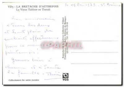 Stary szewc przy pracy — Kolekcja Villard, Quimper — Rewers