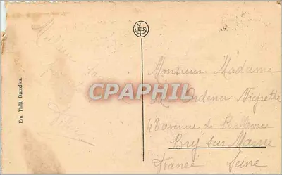 Bilhete postal antigo Bruxelas Place de Brouckère — Verso