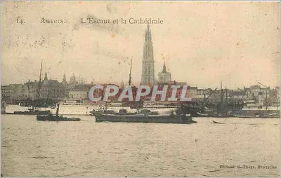 Anvers. O rio Escalda e a Catedral — Editor S. Theys, Bruxelas, n°14