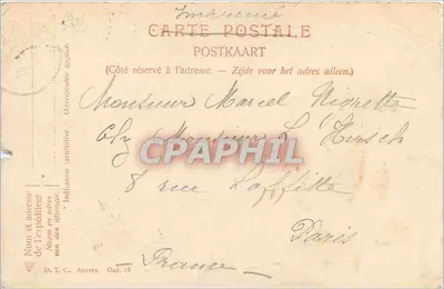 Ostende — Hotéis do Globo e Wellington — D.T.C., Anvers — Verso
