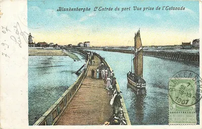 Blankenberge — A Entrada do porto Vista tirada da Estacada — editor desconhecido