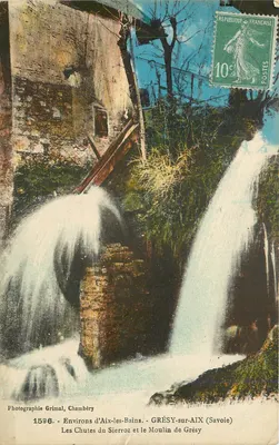 As Cachoeiras do Sierroz e a Fábrica de Grésy — Grésy-sur-Aix (Savoie) — Fotografia Grimal, Chambéry — n° 1596