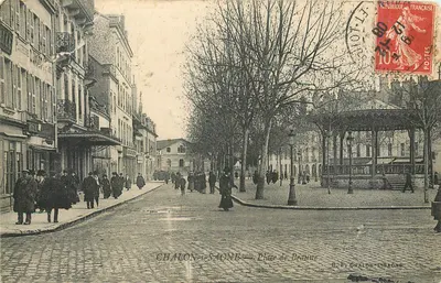 Bilhete postal antigo Chalon-sur-Saône Place de Bémin