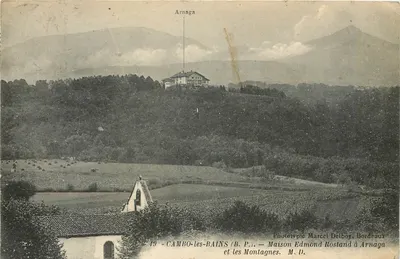 Cambo-les-Bains (B.P.) — Casa Edmond Rostand em Arnaga e as Montanhas — Fototipia Marcel Delbroy, Bordeaux