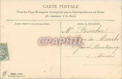 Flores e fita sobre tecido de seda — Boa Ano — K.F. Éditeurs, Paris, Série 1154 — Verso