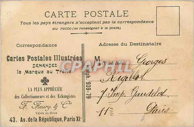 Paryż — Szczęśliwy Nowy Rok 1900 — Ilustrowane kartki pocztowe — Rewers