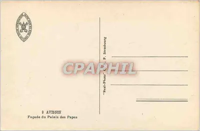 Avignon — Fronton Pałacu Papieskiego — 'Real-Photo' C. P. Strasbourg — Rewers