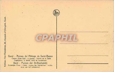 Ruiny Abbatii św. Bavona — Klasztor (Strona Wschodnia) — Wydawnictwo Van Vlaenderen, Gand — Rewers