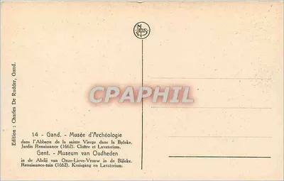 Ogród Renesansowy — Abpia Świętej Maryi Panny, Gand — Wydawnictwo Charles De Rudder — Rewers