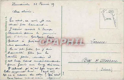 Strasbourg i. E., Pejzaż ogólny — panoramiczna wizja miasta z katedrą Notre-Dame w centrum — wydawca Felix Lüth, nr 2692 — Rewers