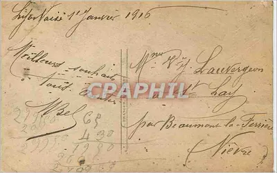 Bilhete postal antigo Ano Novo Flores — Verso