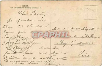 विटोरियो एमानुएले II प्लेस — टोरिनो — प्रकाशक ब्राउनर & जे. कोमो, ज़ुरिख़, संख्या 4689 — पीछे