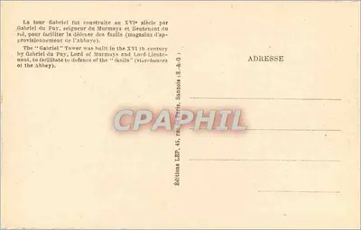 Le Mont Saint Michel — Tour Gabriel — Éditions LEP, 45, rue de Paris, Sannois (S.&O.) — Verso