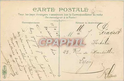 Lyon : A praça dos Cordeliers — vista da catedral e do trem — editor L.V. B.C. n°58 — Verso