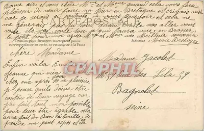 Kostiumy bretońskie — Pierwsza fajka — Wydawca E.D. n°264 — Rewers