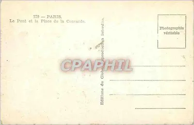 Paris — O Ponte e a Praça da Concorde — Éditions du Globe — Verso