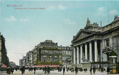 Bruxelas — A Bolsa e o Boulevard Anspach — Editor Van Briel