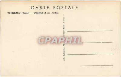 Tonnerre (Yonne) — Widok szpitala i jego ogrodów — Librairie Alix Combier, Mâcon — Rewers