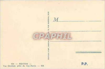 Menton — Ogólny widok z Cap-Martin — Wydawnictwo Artystyczne, Rostan & Marceau, Nice — Rewers