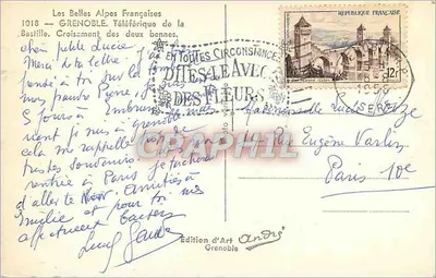 Grenoble — Teleférico da Bastilha — Edição de Arte André — Verso