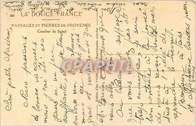 Paisagens e Pedras da Provença — Pôr do Sol — Edição de Arte YVON, n°20 — Verso