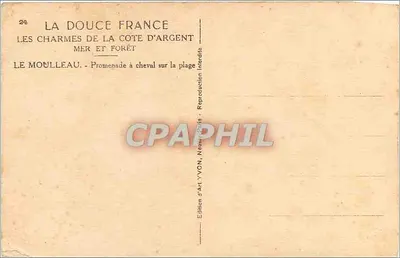 Le Mouilleau — Passeio a cavalo na praia — Edição de Arte YVON — Verso