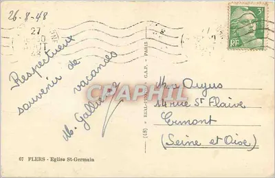 Flers - Igreja de São Germain — editor Réal-Photo, n° 67 — Verso