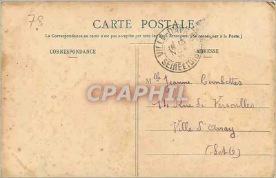 Castello di Versailles — Statua di Luigi XIV e Corte Reale — Mme Moreau, editore, Versailles — Verso