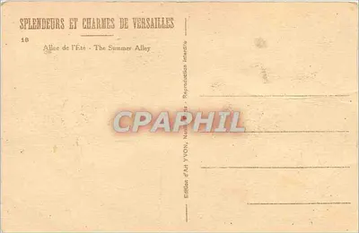 Avenida do Verão — Versalhes — Edição de Arte YVON, n°16 — Verso