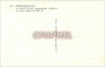 Perpignan (P.O.) — Chrystus Uczyniony — zgrabna rzeźba drewniana, początek XIV wieku — A. L’HOSTE, 139, rue Lafayette, Paris — Rewers