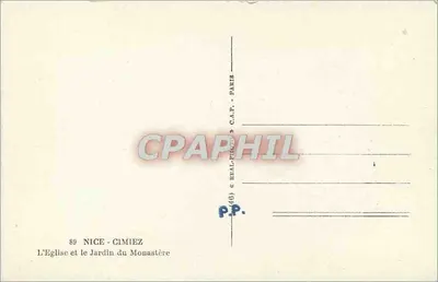 Nijmegen - Cimiez — De Kerk en het Tuin van het Klooster — C.A.P. - Parijs — Achterkant