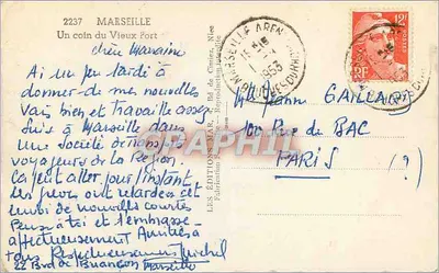 Stary Port w Marsylii — widok portu z łodziami — Wydawnictwo Nîmes — Rewers