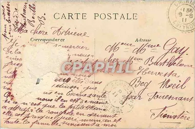 Bilhete postal antigo Saint Come Aveyron — Verso