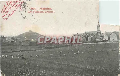 Gabriac — aldeia com igreja e rebanho de ovelhas — editor: Carte & L'Étourneau, n° 364