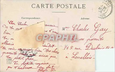 Gabriac — aldeia com igreja e rebanho de ovelhas — editor: Carte & L'Étourneau, n° 364 — Verso