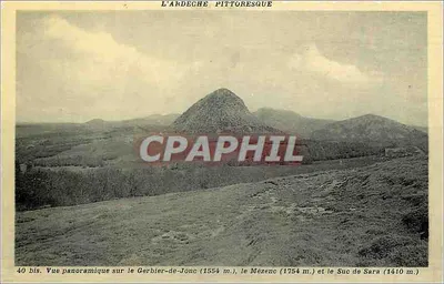 Vista panorâmica do Gerbier-de-Jonc, do Mézenc e do Suc de Sara — P. Dupont, editor, n° 40 bis