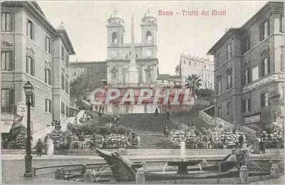 Roma - Trinità dei Monti — vista da praça com escadarias e fonte — editor STA, n° 33