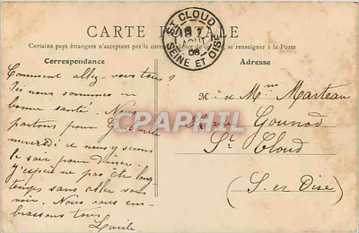 Montargis — Praça Mirabeau — B. F., Paris — Verso