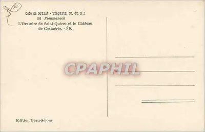 Côte de Granit - Trégastel (C. du N.) — Oratorium św. Quireca i Zamek Costaérès — Wydawnictwo Beau-Séjour, nr 401 — Rewers