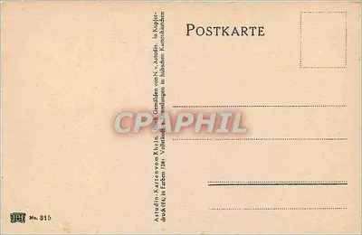 Das deutsche Eck w Coblenz — widok na Rzeczę Rynu z parowcem — wydawca FEH, nr 315 — Rewers